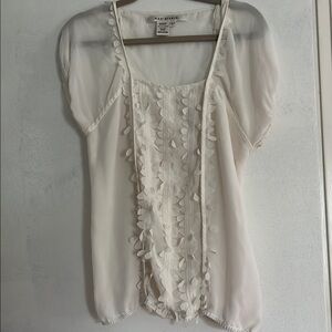 Max Studio Cream Blouse with Leaf Detailing